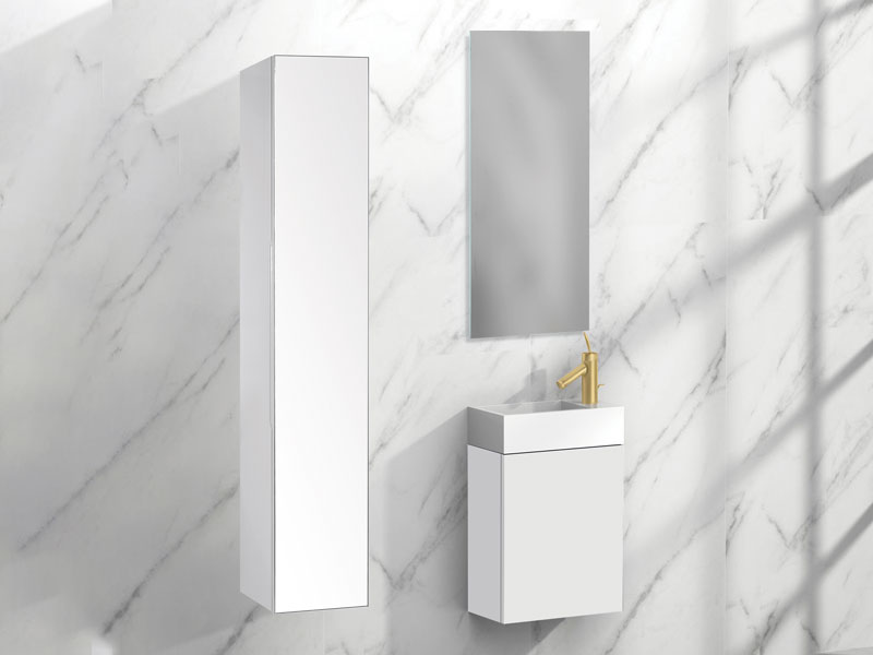 Wall Hung Linen Cabinet with Mirror in white