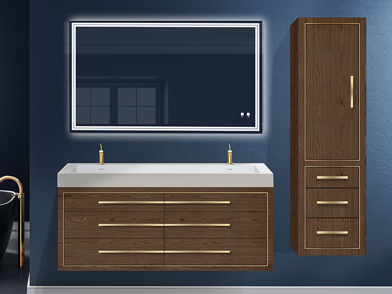 Wall Hung Linen Cabinet Collection in Brandy finish