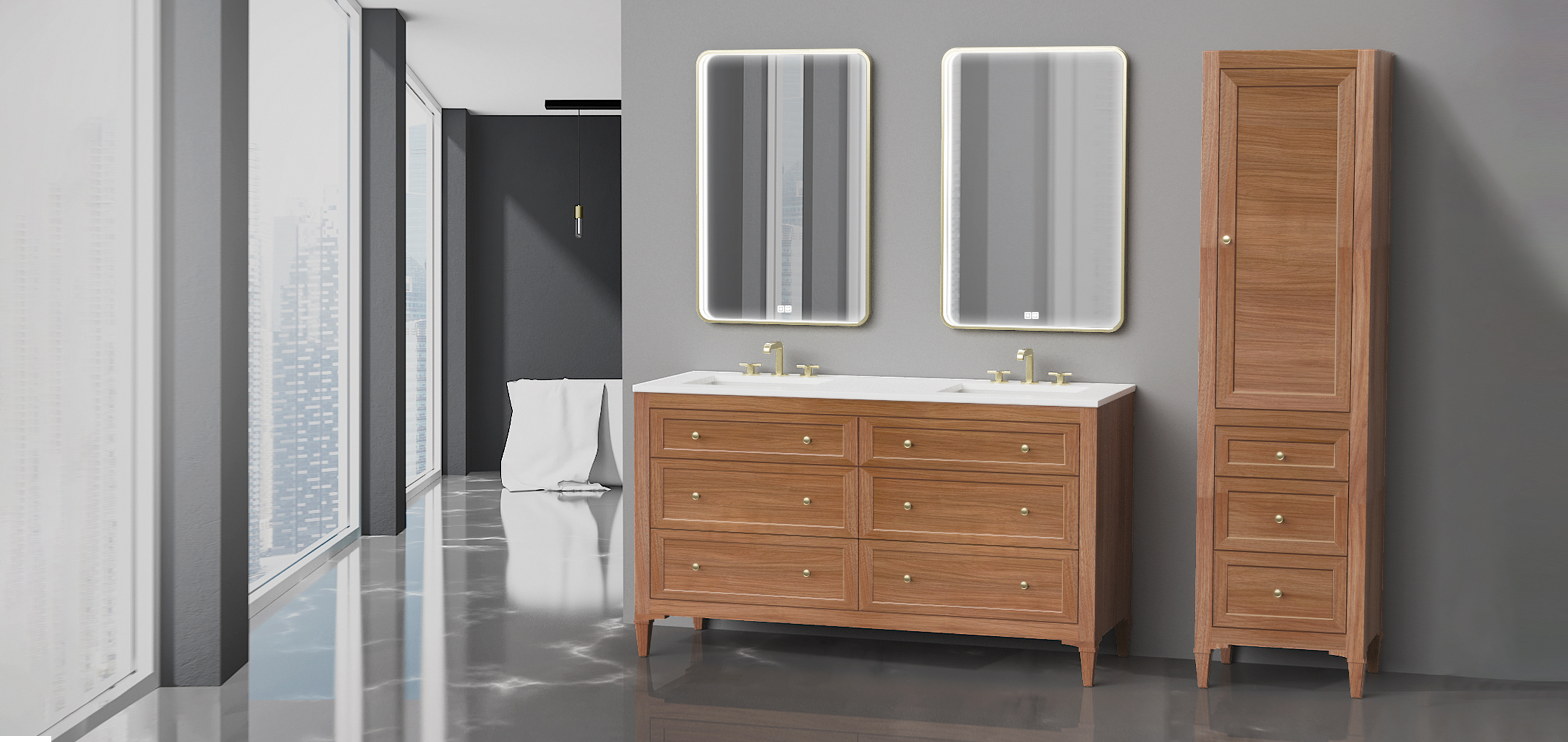 Marquis 72 Double Bowl in Natural Walnut