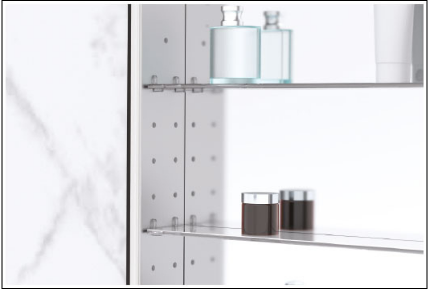 Lighted Mirrored Cabinet Glass Shelves