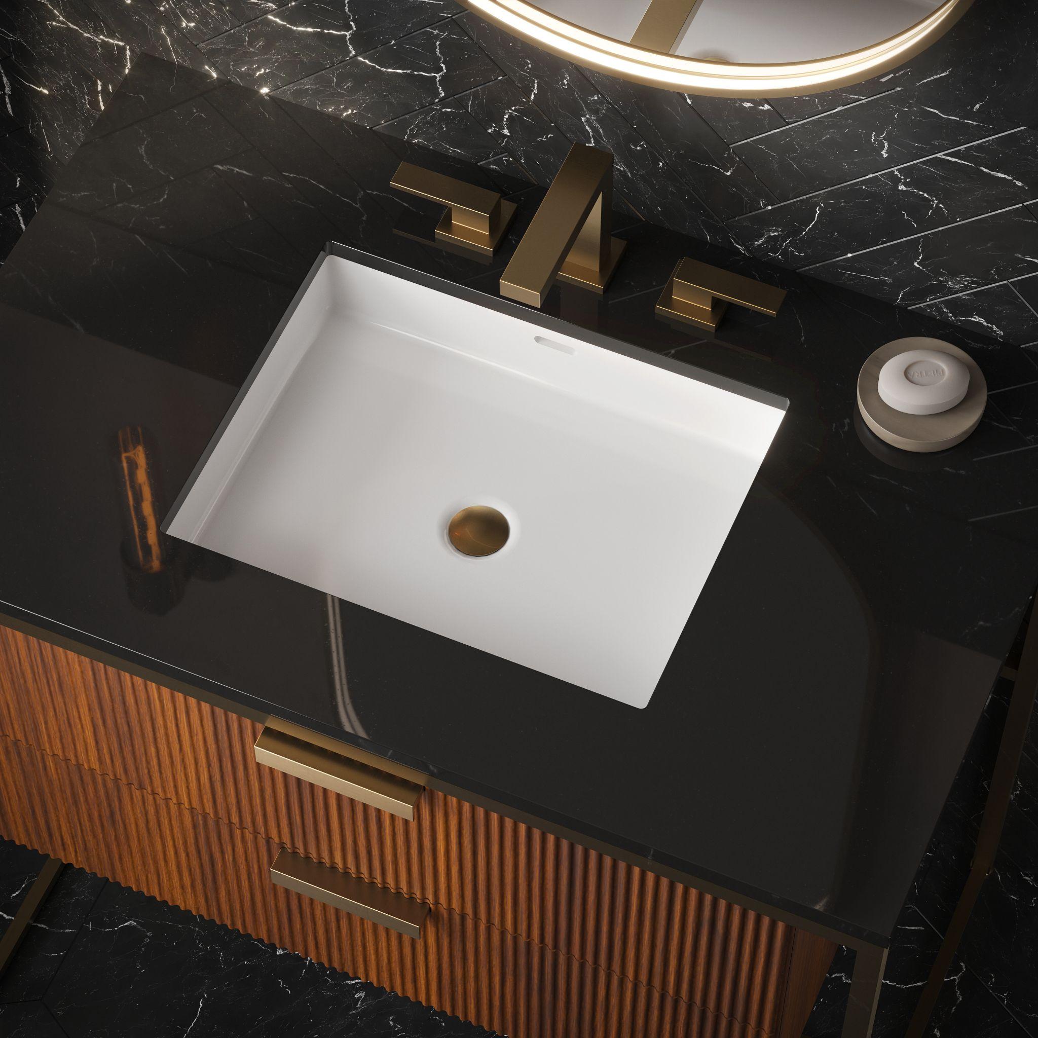 Madeli Black Quartzstone Countertop and Undermount Sink with Brass Faucet