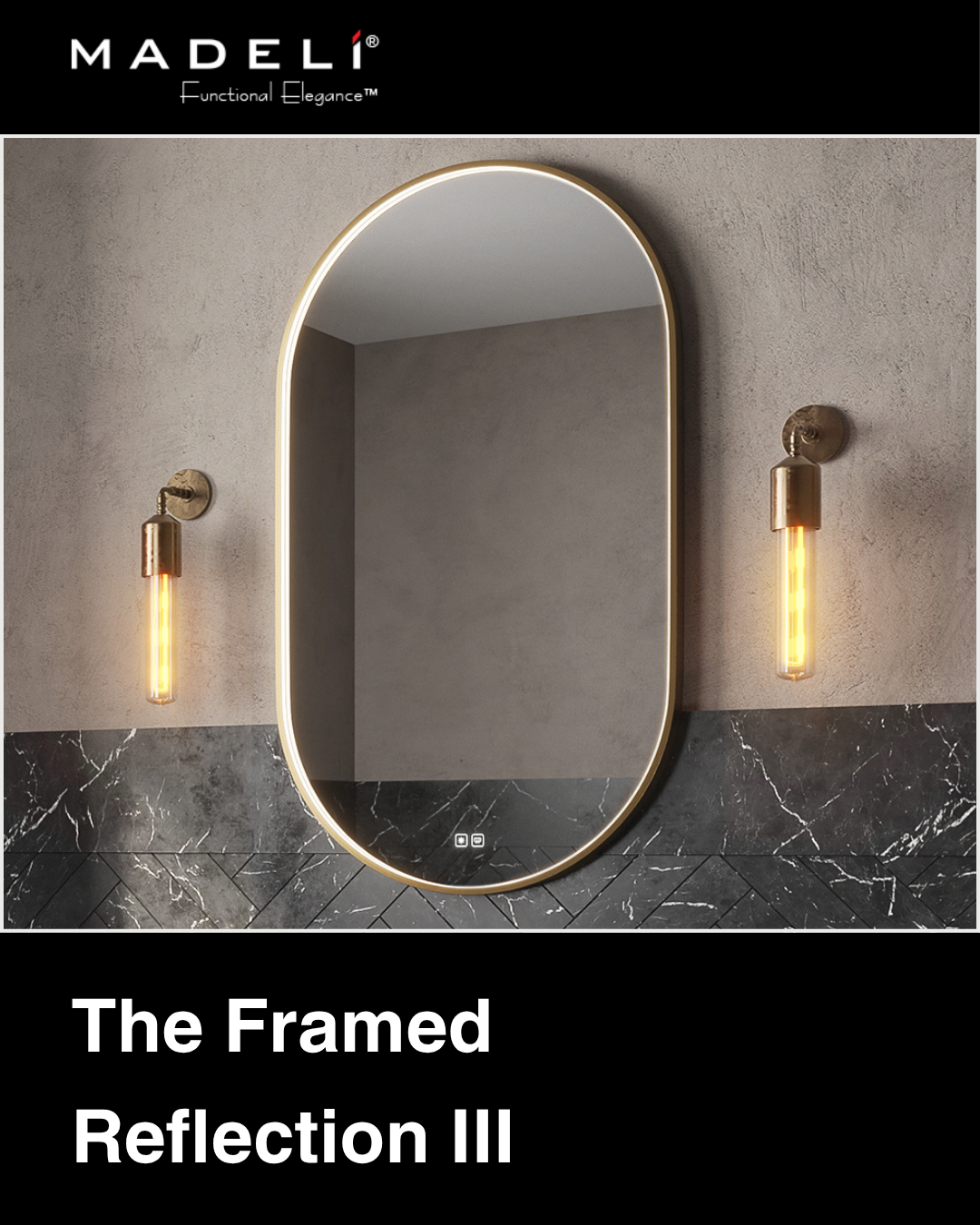 Madeli The Framed Reflection III Slique Lighted Mirror