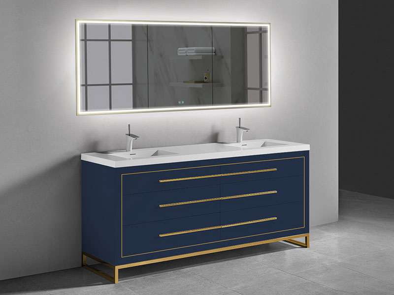 Estate Vanity in White finish with Satin Brass Handles
