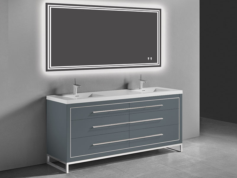 Estate Vanity in Studio Grey finish with Satin Brass Handles