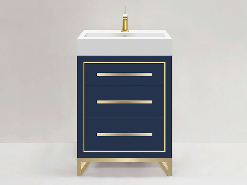 Estate Vanity in Sapphire Blue finish with Satin Brass Handles