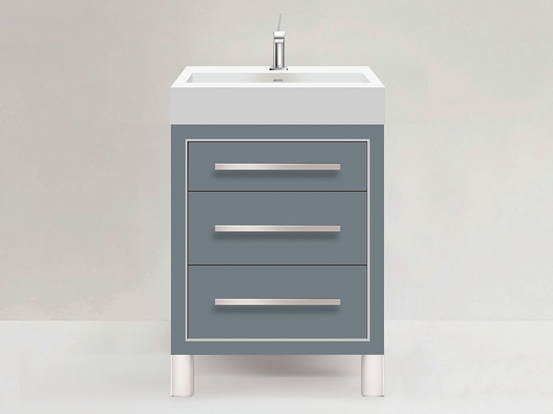 Estate Vanity in Studio Grey finish with Satin Brass Handles